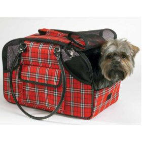Casual Canine University Plaid Dog Carrier / Cat Carrier - Small